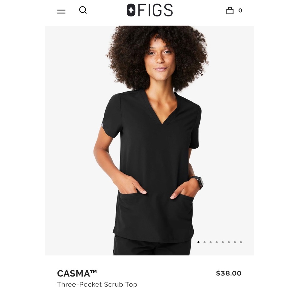 FIGS Casma black scrub top size L